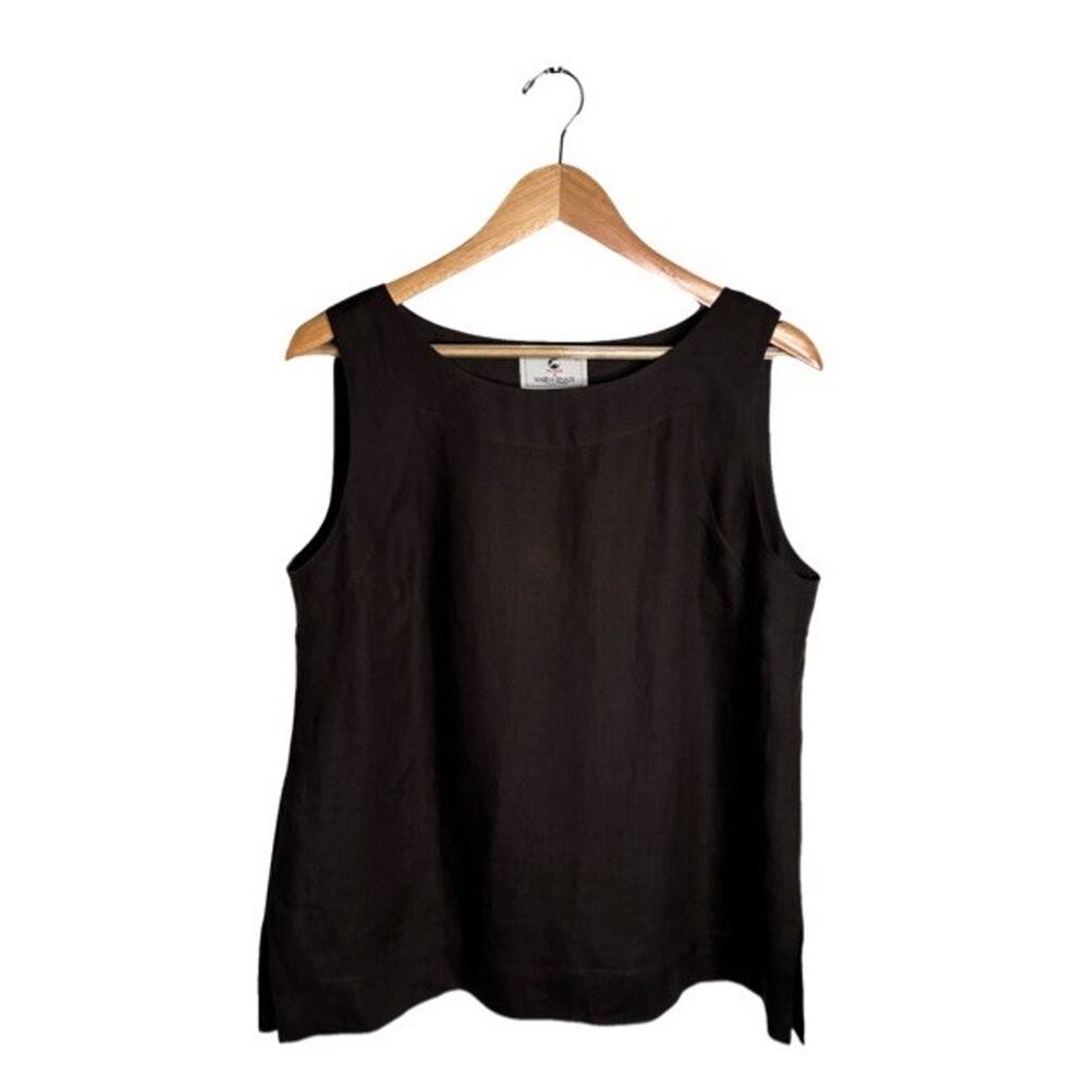 Voyage by Marina Rinaldi Tank Linen Size Large Dark Brown Fall Summer Casual